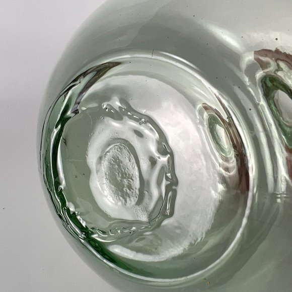 Hand Blown Round Glass Bottle Jug Decanter Green Hue Decorative Vtg Retro Look - Picture 6 of 8